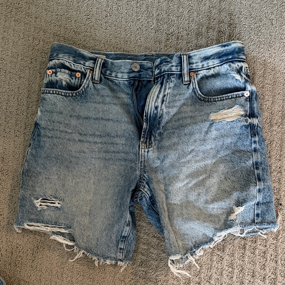 Gap Light Wash, Mid Rise Distressed Denim Cutoff Shorts